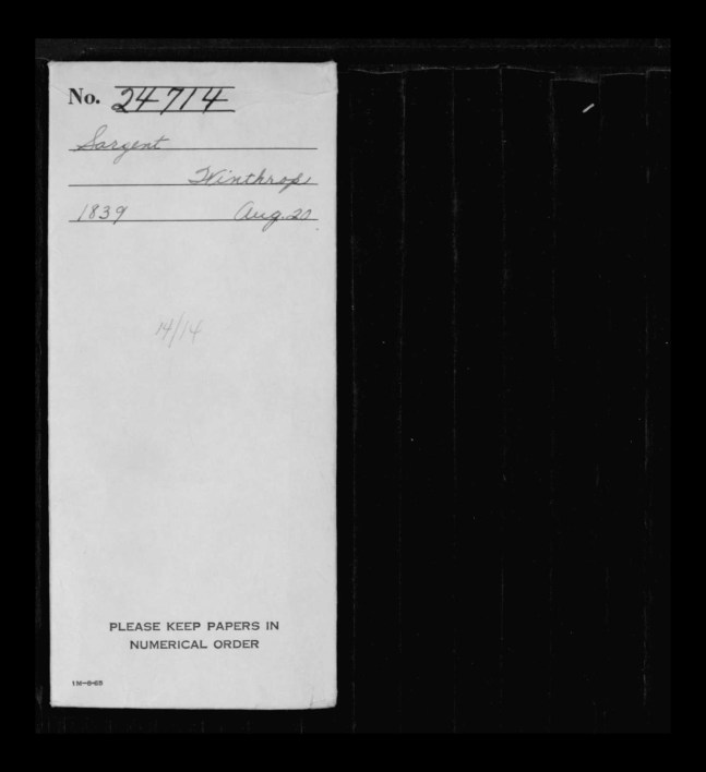 pg 1 winthrop sargent essex county, ma, 24714 probate file papers 1839