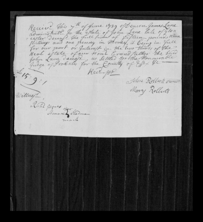pg 26 john lane 16318 essex county, ma, probate file papers 1738