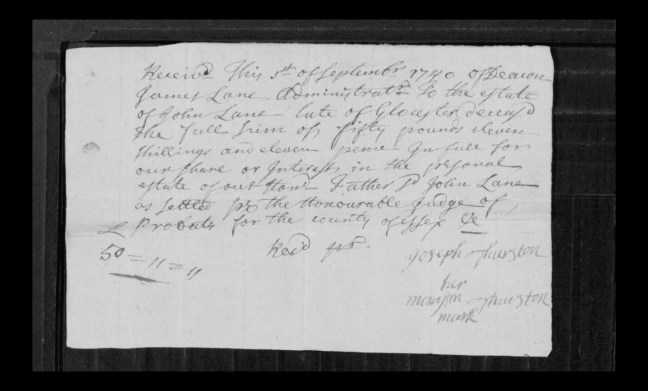 pg 3 john lane 16318 essex county, ma, probate file papers 1738