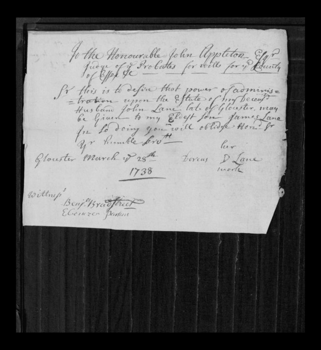 pg 41 john lane 16318 essex county, ma, probate file papers 1738