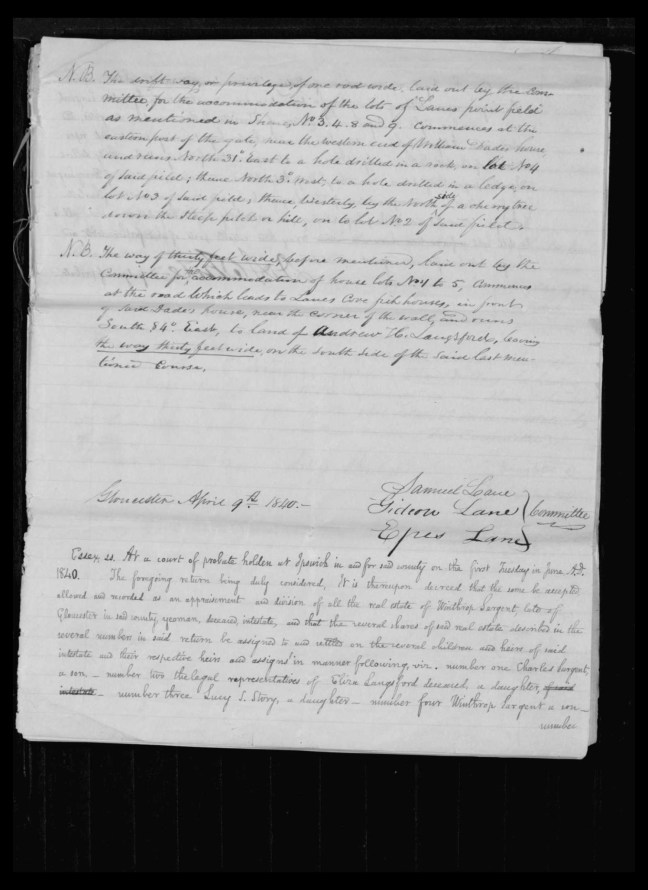 pg 51 winthrop sargent essex county, ma, 24714 probate file papers 1839