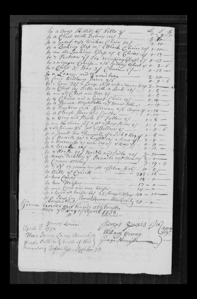 pg 53 john lane 16318 essex county, ma, probate file papers 1738