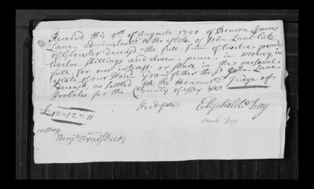 pg 6 john lane 16318 essex county, ma, probate file papers 1738