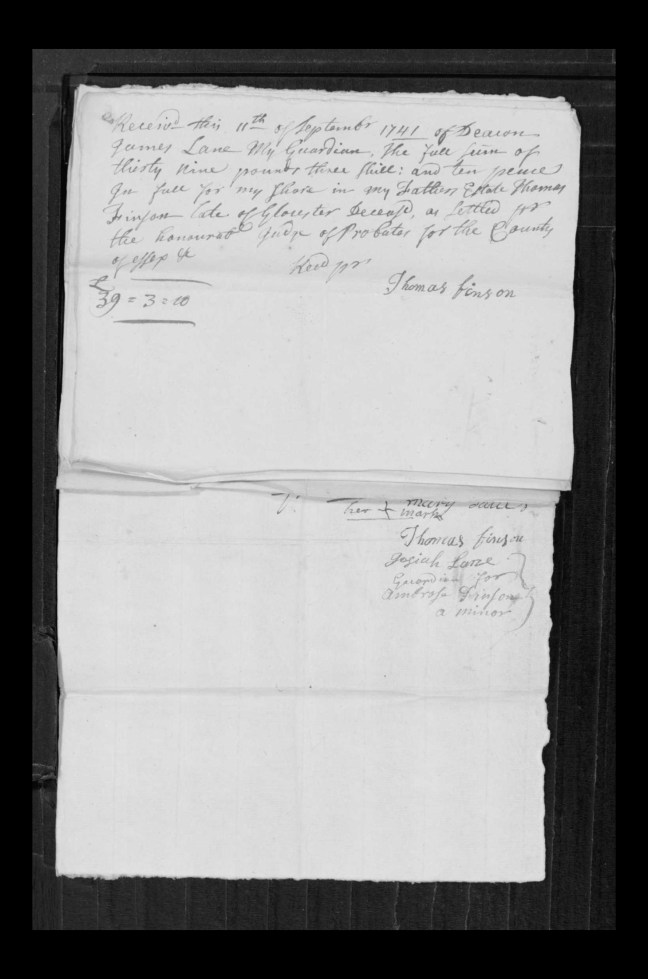 pg 65 john lane 16318 essex county, ma, probate file papers 1738