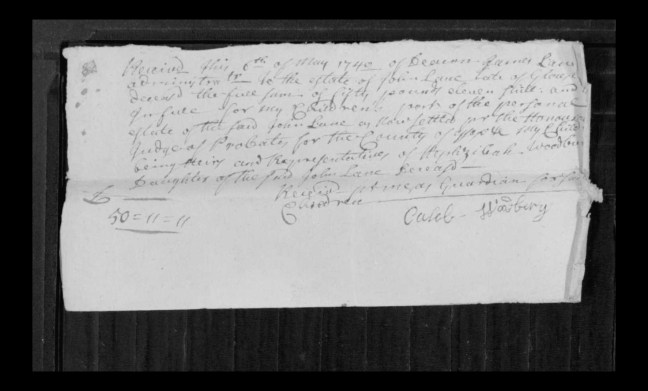 pg 8 john lane 16318 essex county, ma, probate file papers 1738