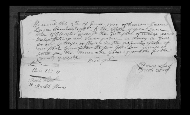 pg 9 john lane 16318 essex county, ma, probate file papers 1738